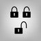 Lock and unlocked vector icons security padlock, password, privacysymbol concept