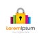 Lock up system high priority icon simple colorful elements logo