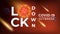 Lockdown coronavirus disease covid-19 pandemic 3d glowing microscopic illustration red background. Premium vector EPS10