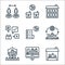 lockdown line icons. linear set. quality vector line set such as home office, shutdown, participation, shutdown, rule, essential,