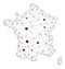 Lockdown Polygonal Wire Frame Mesh Vector Map of France
