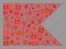 Lockdown Red Guidon Flag - Mosaic of Lock Icons and Covid Viruses