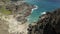 Lockdown static drone view of Halona Beach Cove made famous in From Here to Eternity film on Oahu