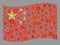 Lockdown Waving China Flag - Collage with Locks and Viral Cells