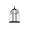 Locked bird cage icon. Trap, imprisonment, jail concept. Empty cage