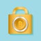 Locked bitcoin coin. Bitcoin security vector design concept. cryptocurrency vector illustration. Bitcoin security, safety, saving