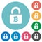 Locked Bitcoins flat round icons
