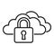 Locked data cloud icon outline vector. Computer lock