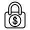 Locked dollar line icon. Lock with dollar sign vector illustration isolated on white. Padlock with dollar outline style