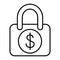 Locked dollar thin line icon. Lock with dollar sign vector illustration isolated on white. Padlock with dollar outline