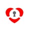 Locked Heart, Love Symbol and Keyhole Sign, Vector Logo Design