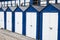 Locked holiday chalets in winter on the south east Devon coast UK