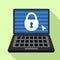 Locked laptop icon, flat style