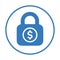 Locked, lock, dollar icon. Blue color vector