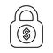 Locked, lock, dollar line icon. Outline vector