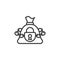 Locked money bag line icon