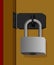 Locked padlock on the door