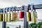 Locked padlock of love on a bridge in Novi Sad