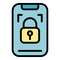 Locked phone icon vector flat