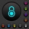 Locked round combination lock dark push buttons with color icons
