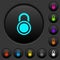 Locked round padlock dark push buttons with color icons