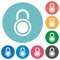 Locked round padlock flat round icons