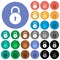 Locked round padlock with keyhole round flat multi colored icons