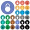 Locked round padlock round flat multi colored icons