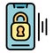 Locked smartphone icon color outline vector