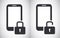 Locked and unlocked smartphone tablet security vector icon symbol