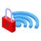 Locked wifi zone icon, isometric style