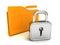 Locked yellow folder with closed padlock on white