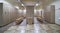 Locker room with wood benches and wooden lockers