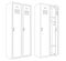 Lockers with one open and closed door. Outline drawing