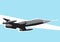 Lockheed F-104 Starfighter. Interceptor flight. Supersonic jet fighter in the blue sky.