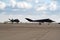 Lockheed F-117 Nighthawk stealth bomber attack aircraft taxiing after landing at Miramar Marine Corps Air Station. California, USA