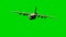 Lockheed military transport aircraft in flight on green screen