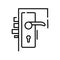 Locking doors line icon, concept sign, outline vector illustration, linear symbol.