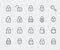 Locks icons in thin line style