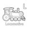 Locomotive Alphabet ABC Coloring Page L