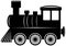 Locomotive. Antique Black vector train. White isolated background.