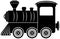 Locomotive. Antique Black vector train. White isolated background.