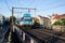 Locomotive from Ceske drahy Czech railways company is going on railway and railroad track