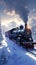 Locomotive charm Train in motion in a beautiful snowy environment