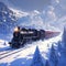 Locomotive charm Train in motion in a beautiful snowy environment