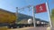 Locomotive of the Renfe company pulling freight wagons enters Os Peares station