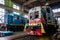 Locomotives on repair in the depot