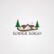 Lodge logo vector with modern real estate and two tree of pine, element,am icon for company