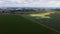 Lodged cereals after storm and hail. Ripening rye. Has suffered from bad weather. Aerial photography