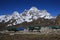 Lodges in Thagnak and snow capped Phari Lapcha